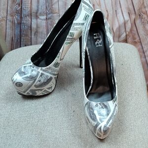 FRH 100 Bill Dollars Print High Heels 8.5